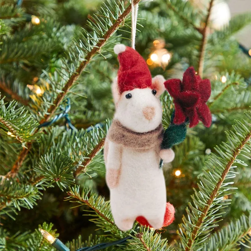 Felt Mouse and Pumpkin Ornament