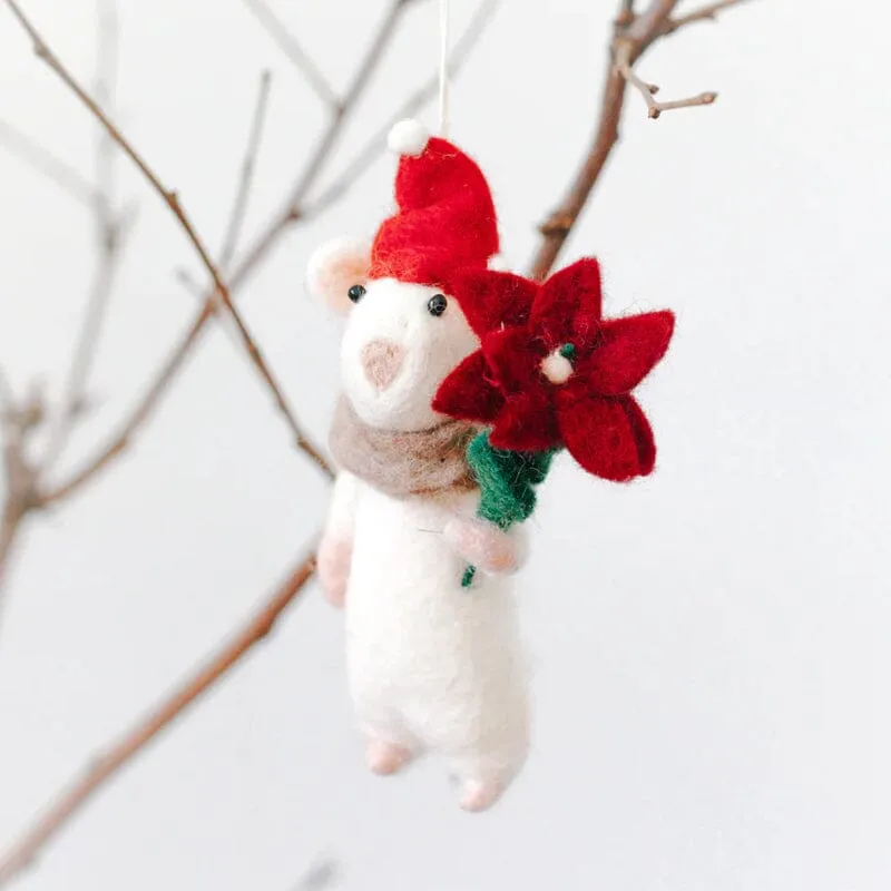 Felt Mouse and Pumpkin Ornament