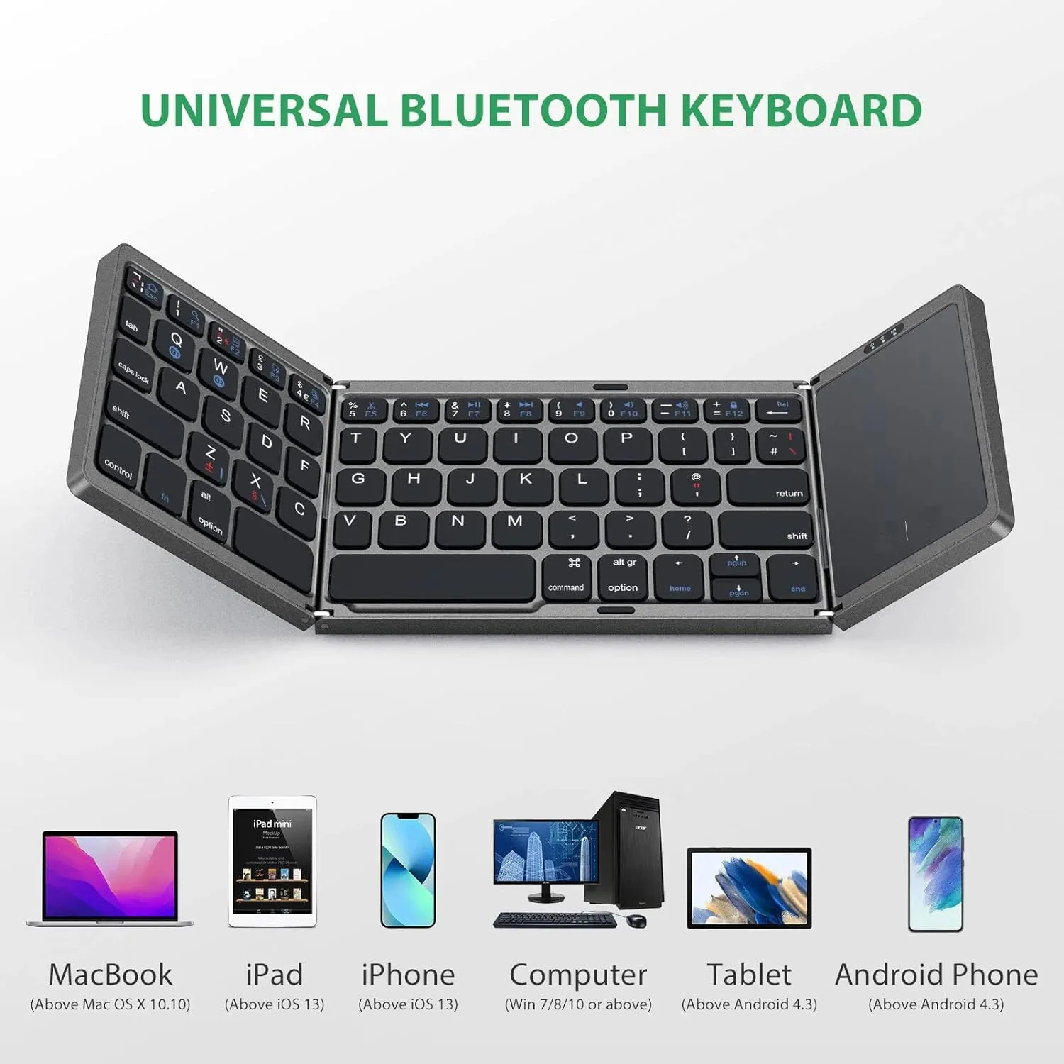 Foldable Keyboard Russian with Touchpad Portable Mini Bluetooth Wireless for Mac Ios Android Windows PC Tablet