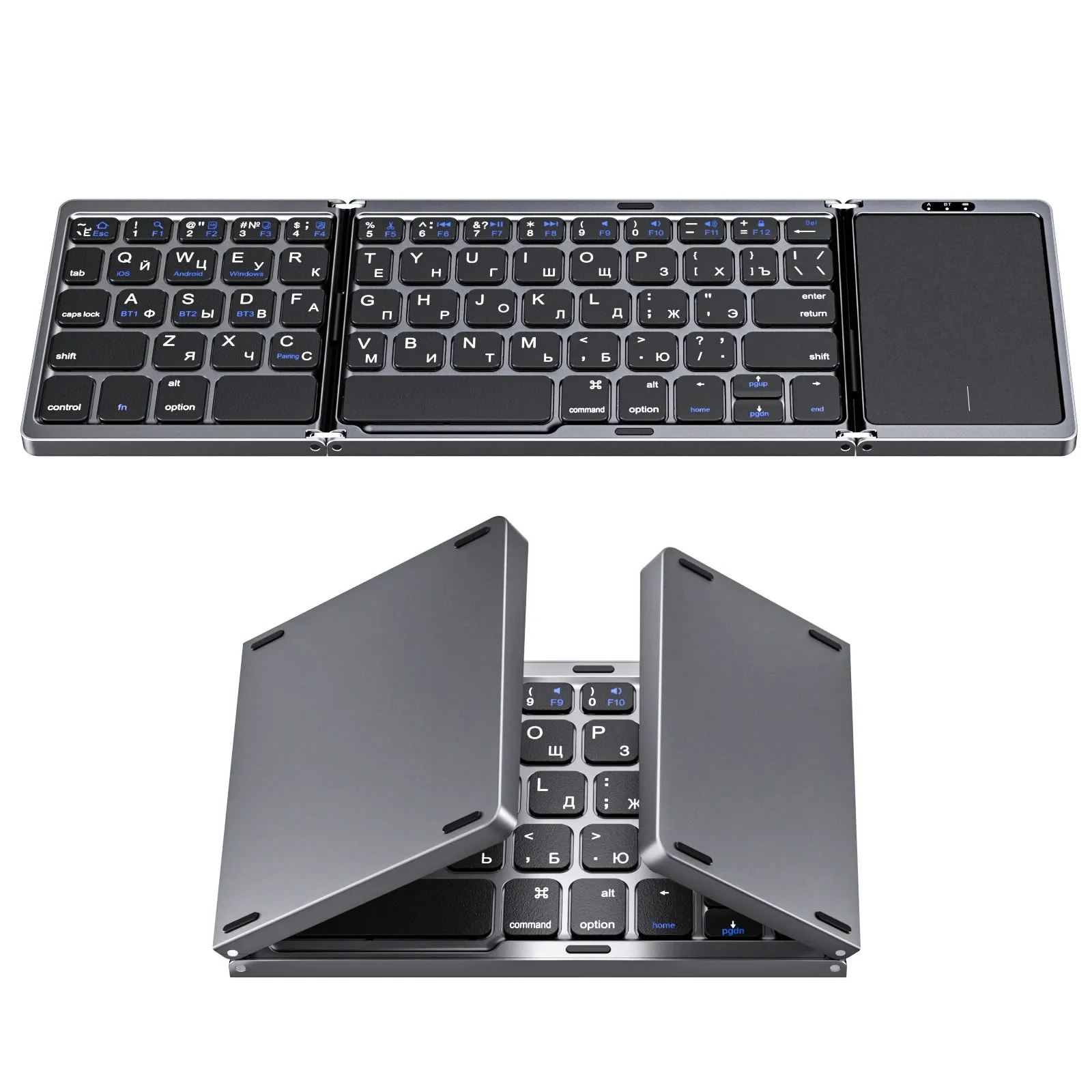 Foldable Keyboard Russian with Touchpad Portable Mini Bluetooth Wireless for Mac Ios Android Windows PC Tablet