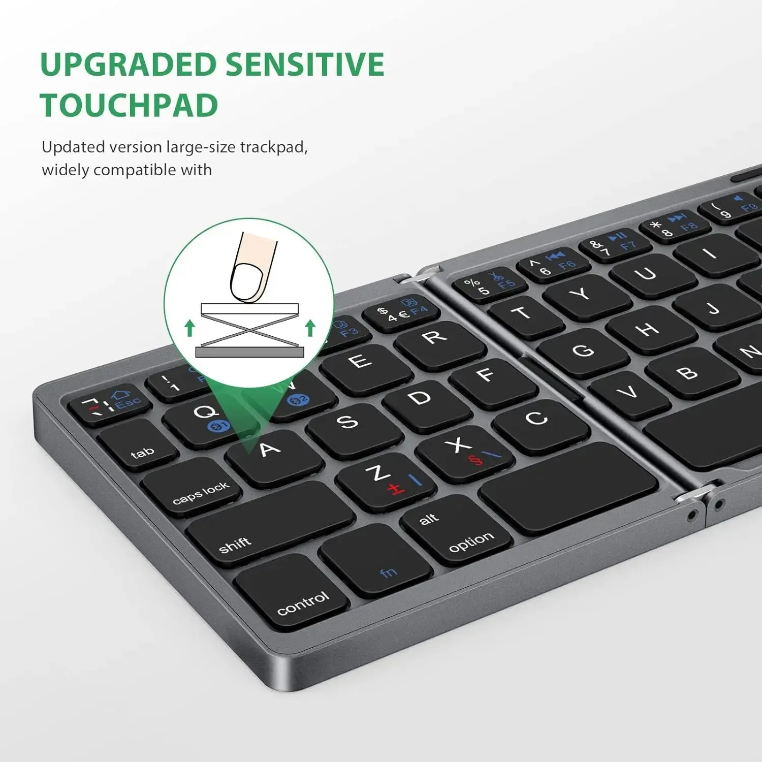 Foldable Keyboard Russian with Touchpad Portable Mini Bluetooth Wireless for Mac Ios Android Windows PC Tablet