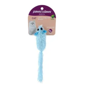 Furry Long-Tail Catnip Blue Mouse - 17cm