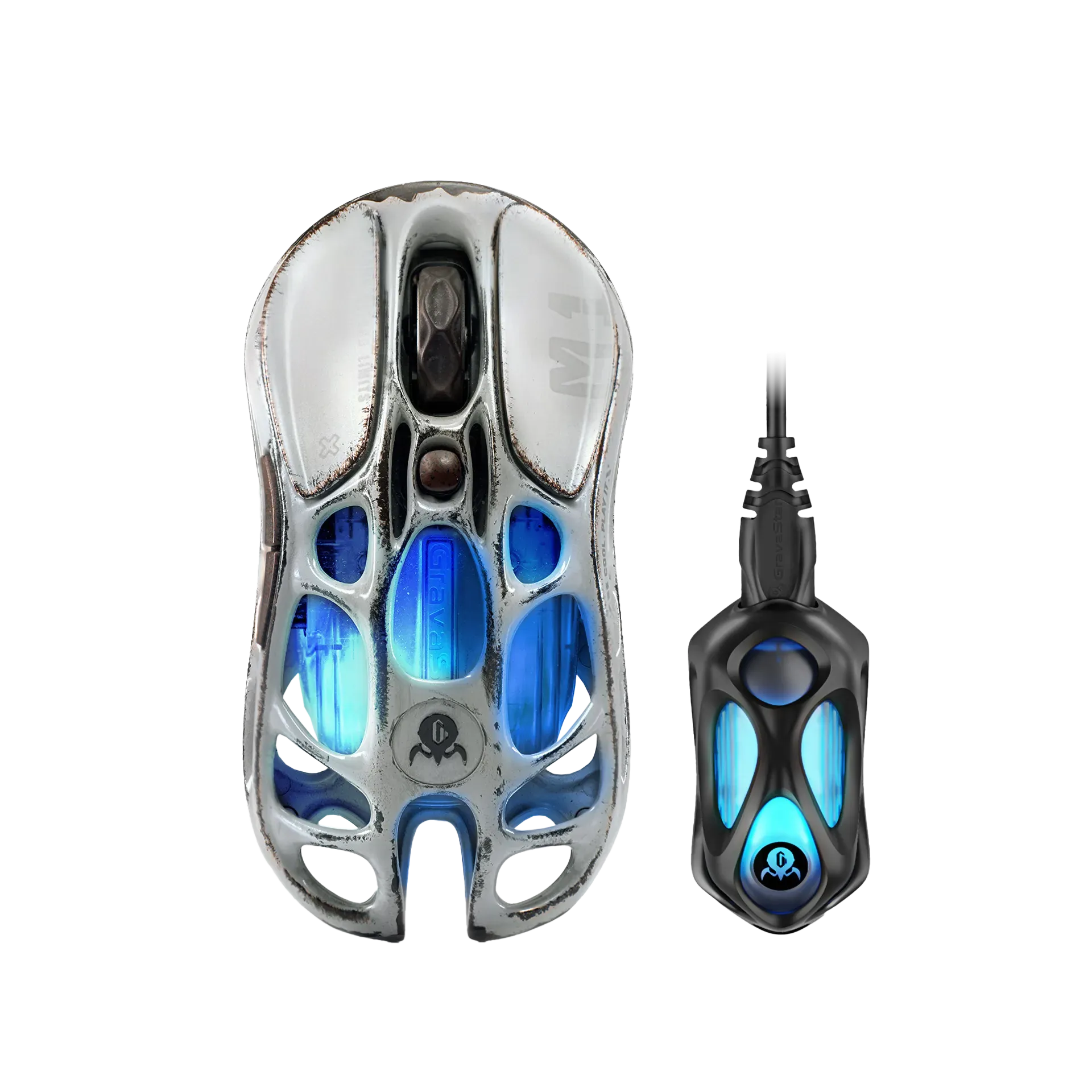 GravaStar Mercury M1 Pro - Wireless Gaming Mouse - Battle Worn Edition - Silver Mist