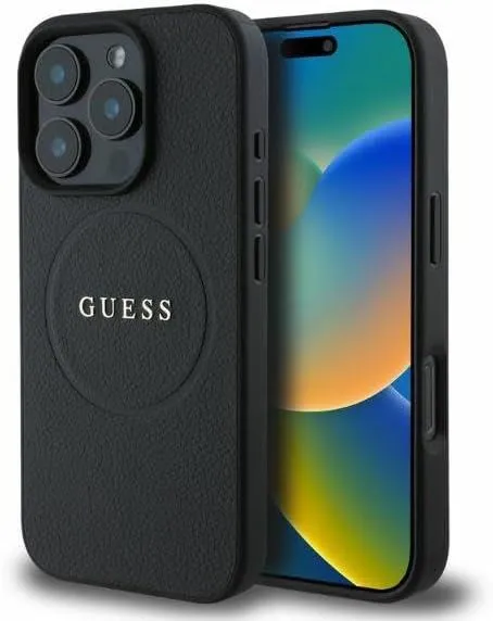 Guess PU Grained Classic Logo Case with MagSafe for iphone 16 Pro Max 6.9" Black - GUHMP16XPGHSMMK