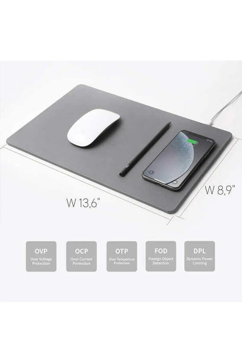 Hands 3 Pro Dusty Gray Wireless Şarjlı Mouse Pad - Fast Charging