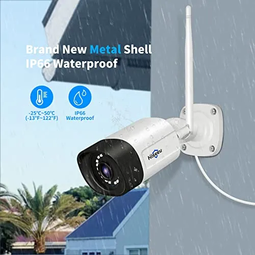 Hiseeu 2K Outdoor Security Camera bullet,2-Way Audio, 3MP Surveillance IP Cameras,IP66 Waterproof, Remote Viewing,Motion Detection,Night Vision,Cloud&SD Storage,Compatible with Hiseeu Wireless Systems