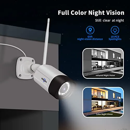 Hiseeu 2K Outdoor Security Camera bullet,2-Way Audio, 3MP Surveillance IP Cameras,IP66 Waterproof, Remote Viewing,Motion Detection,Night Vision,Cloud&SD Storage,Compatible with Hiseeu Wireless Systems