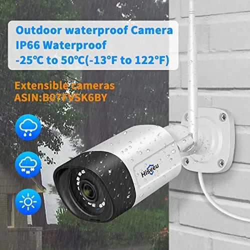 Hiseeu 2K Outdoor Security Camera bullet,2-Way Audio, 3MP Surveillance IP Cameras,IP66 Waterproof, Remote Viewing,Motion Detection,Night Vision,Cloud&SD Storage,Compatible with Hiseeu Wireless Systems