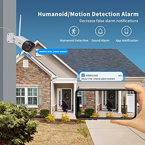 Hiseeu 2K Outdoor Security Camera bullet,2-Way Audio, 3MP Surveillance IP Cameras,IP66 Waterproof, Remote Viewing,Motion Detection,Night Vision,Cloud&SD Storage,Compatible with Hiseeu Wireless Systems