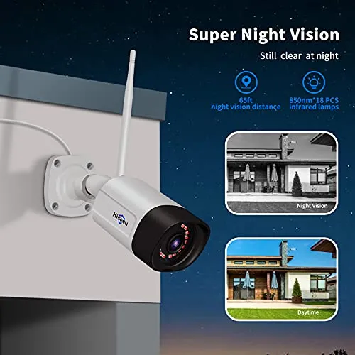 Hiseeu 2K Outdoor Security Camera bullet,2-Way Audio, 3MP Surveillance IP Cameras,IP66 Waterproof, Remote Viewing,Motion Detection,Night Vision,Cloud&SD Storage,Compatible with Hiseeu Wireless Systems