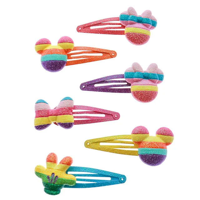 HKDL - Mickey Mouse and Minnie Mouse Rainbow Hair Clips Set