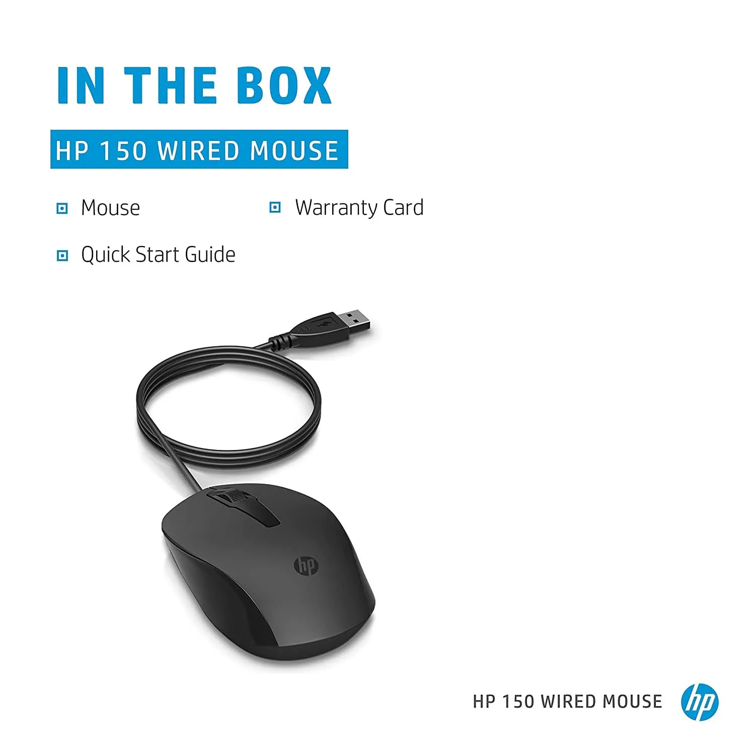 HP 150 WIRED MOUSE WIRED OPTICAL MOUSE (USB 2.0, BLACK)