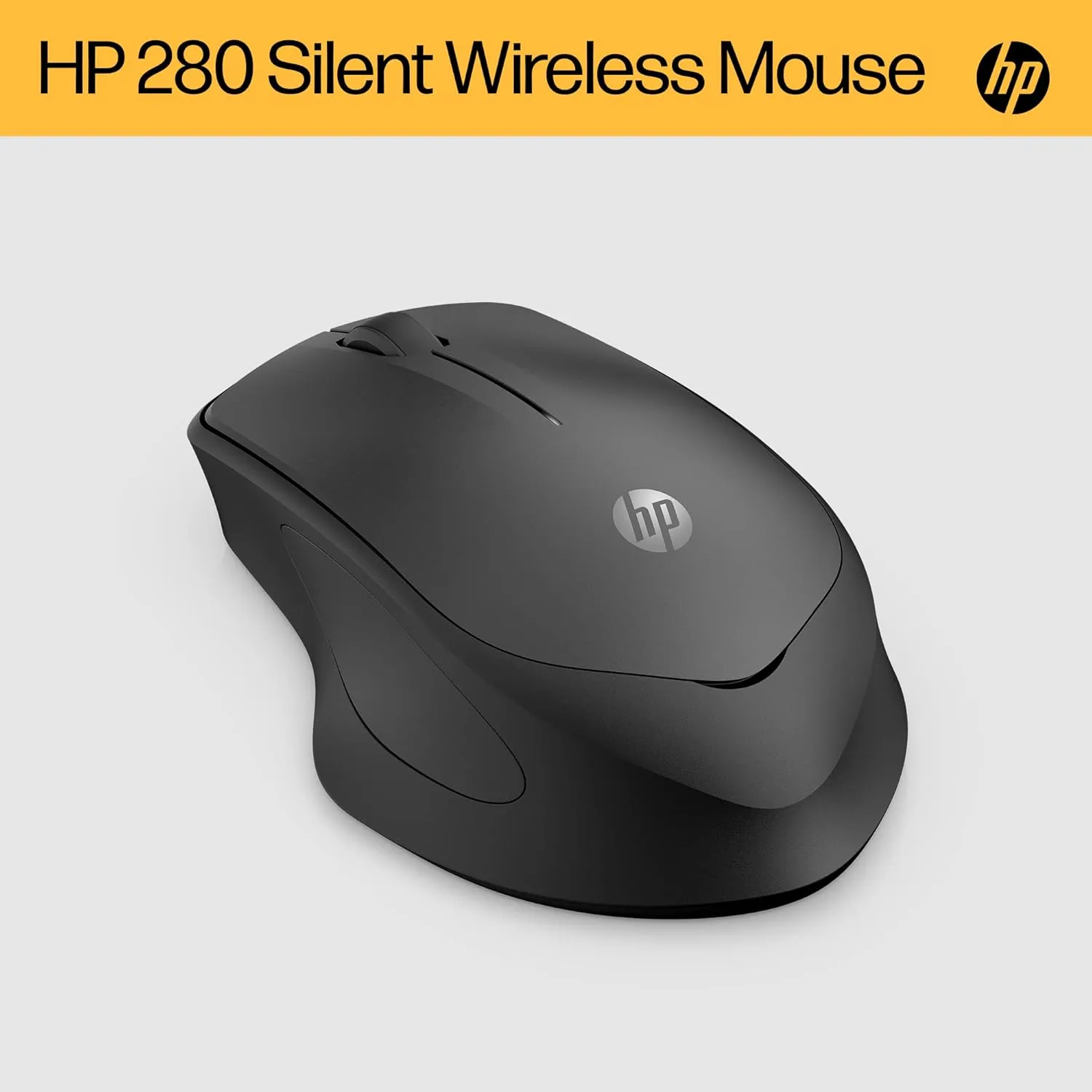 HP 280 Silent Wireless Mouse - Blue Optical Technology, 1600 DPI, Ergonomic Design, USB-A Dongle, Black