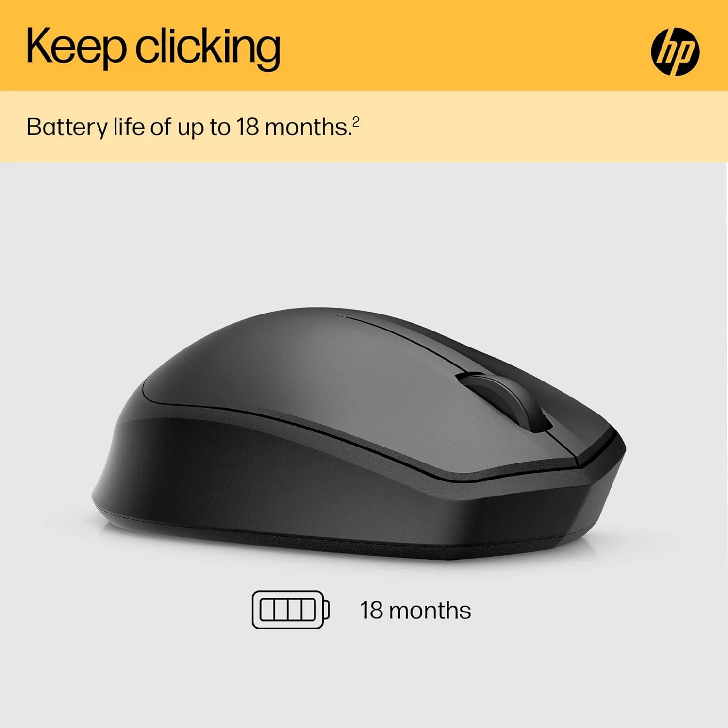 HP 280 Silent Wireless Mouse - Blue Optical Technology, 1600 DPI, Ergonomic Design, USB-A Dongle, Black