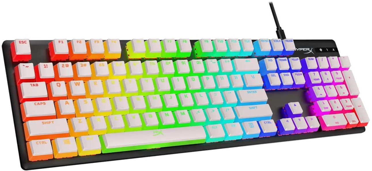 HyperX Pudding Keycaps - Double Shot PBT Keycap Set with Translucent Layer, for Mechanical Keyboards, Full 104 Key Set, OEM Profile, English (US) Layout - White