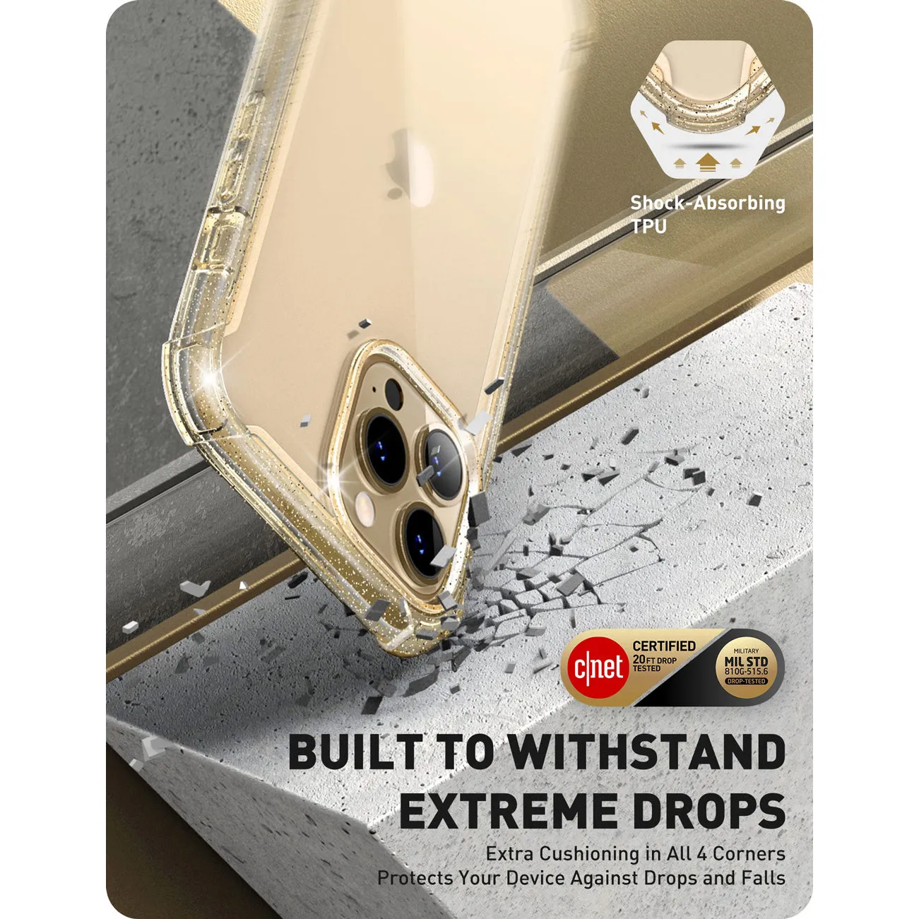 iPhone 13 Pro Max Ares Case - Gold/Glitter