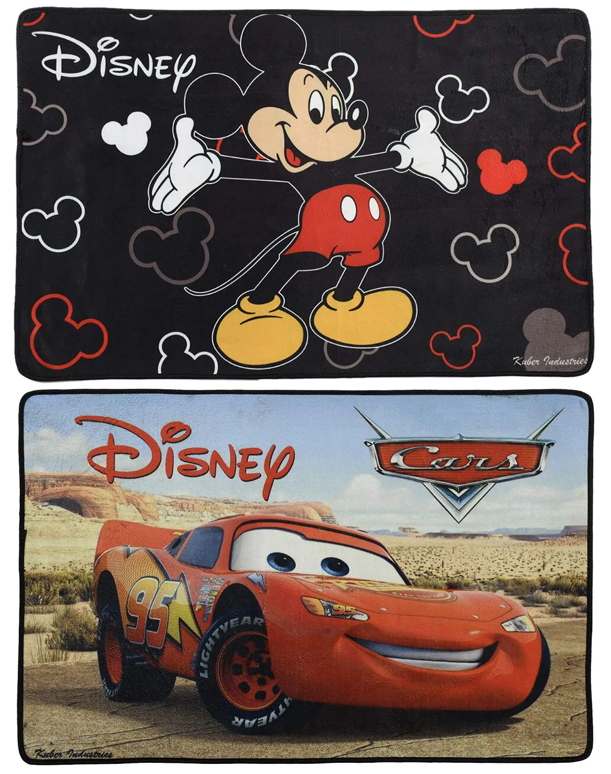 Kuber Industries Disney Mickey Mouse Cars 2 Pieces Anti-Slip Bath Mat 23"x15" (Black & Brown) - CTKTC046135