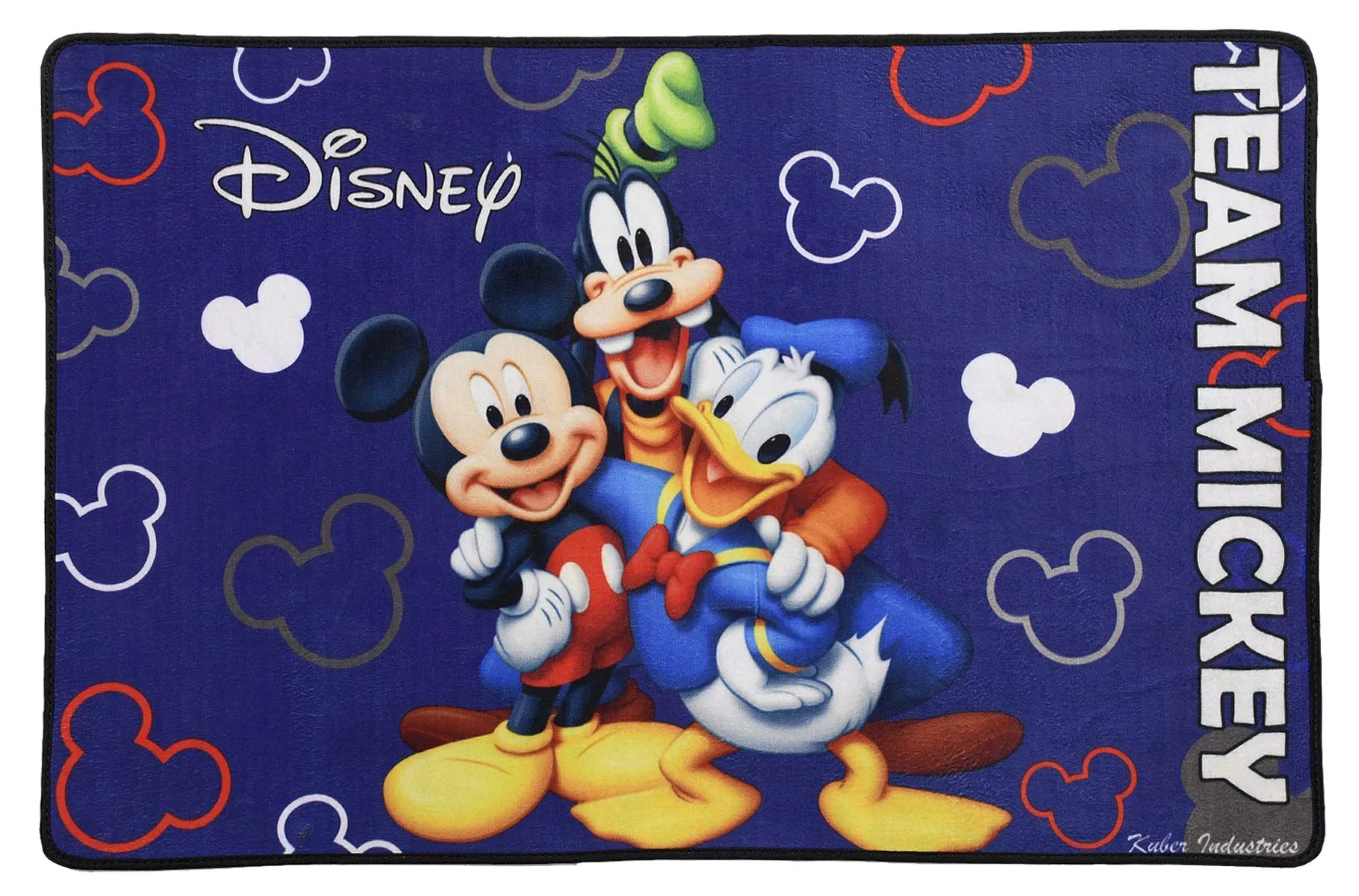 Kuber Industries Disney Team Mickey Mouse Cars 4 Pieces Anti-Slip Door Mat 23"x15" (Maroon & Black & Brown & Royal Blue) - CTKTC46094