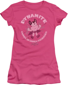 Ladies Dynamite Comes In Small Packages Mighty Mouse Shirt