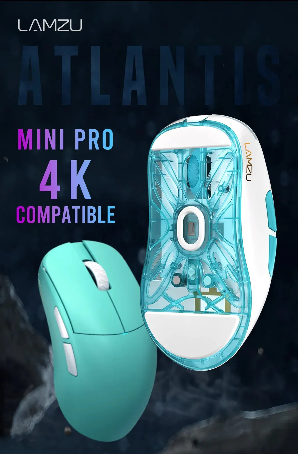 Lamzu Atlantis Mini Pro Wireless Gaming Mouse - Miami Blue (4K compatible)