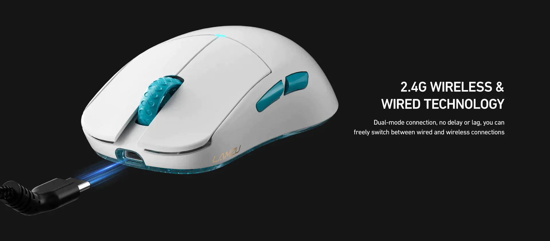 Lamzu Atlantis OG V2 Pro Wireless Gaming Mouse - Miami Blue (4K compatible)