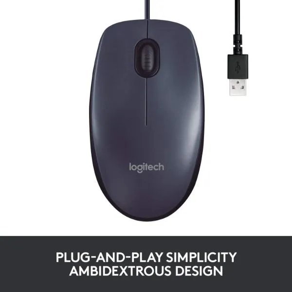 Logitech B100 Corded Mouse – Black