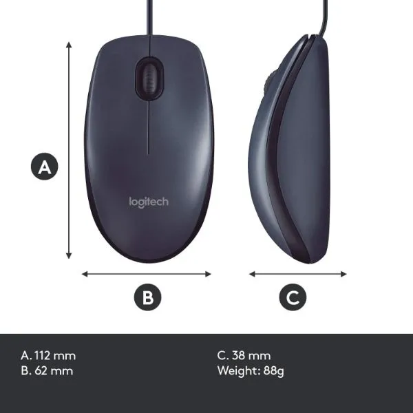 Logitech B100 Corded Mouse – Black