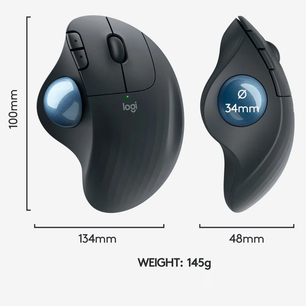 Logitech Ergo M575 Wireless Trackball Mouse (Black)