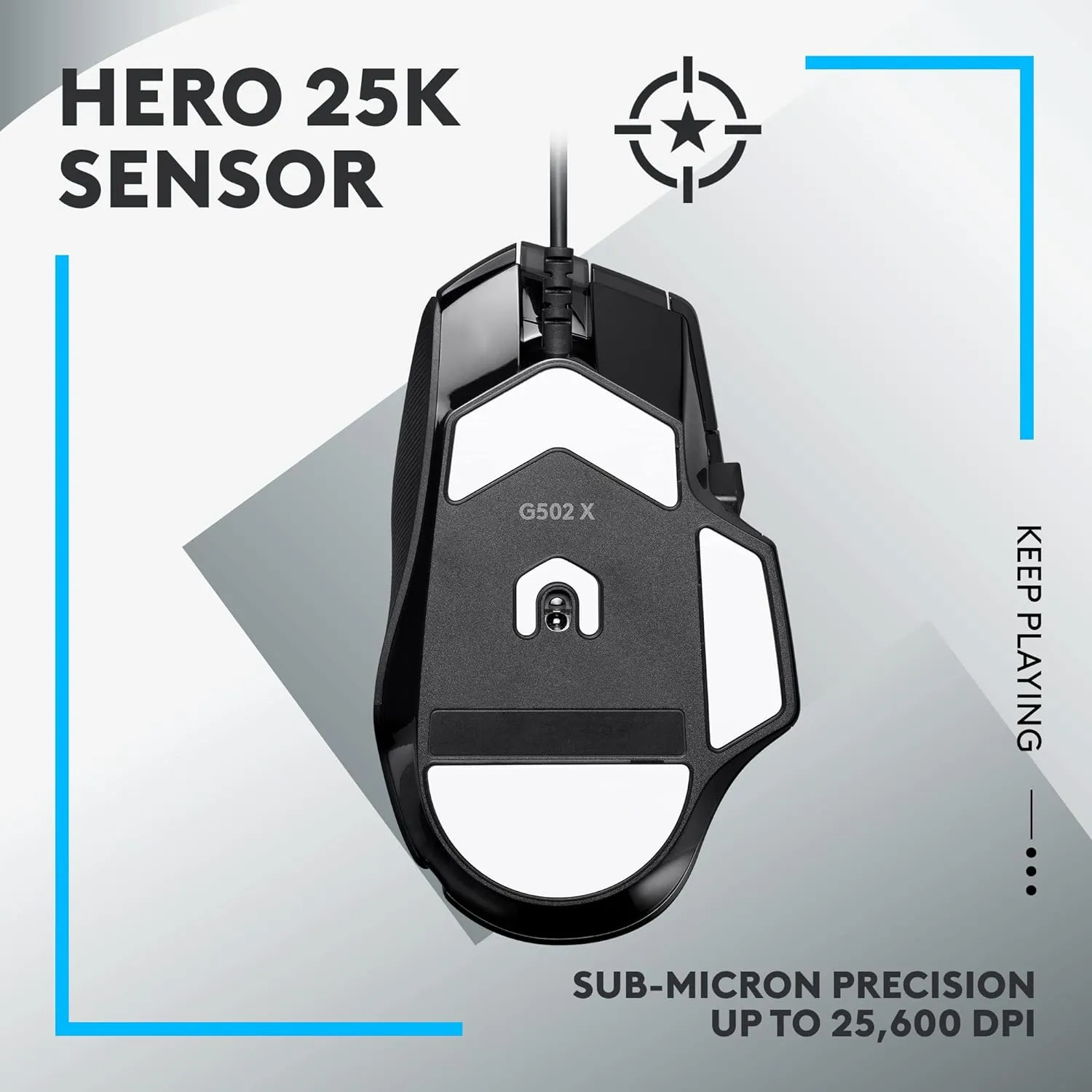 Logitech G502 X Wired Gaming Mouse | LightForce Switches | HERO 25K Gaming Sensor - Black / White