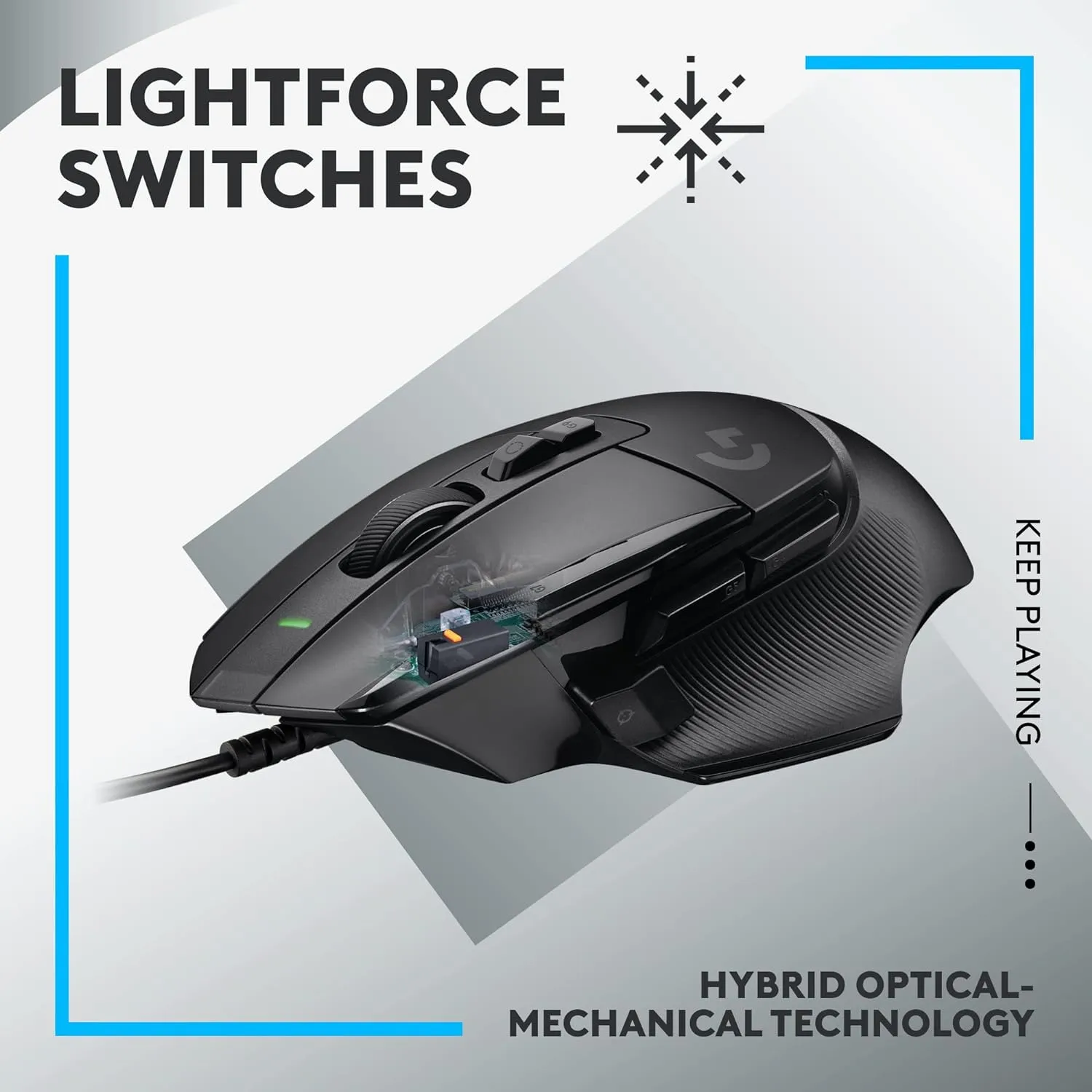 Logitech G502 X Wired Gaming Mouse | LightForce Switches | HERO 25K Gaming Sensor - Black / White