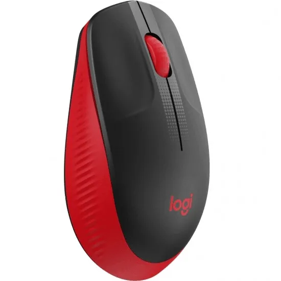 Logitech M190 Wireless Full Size Mouse Charcoal Black Red