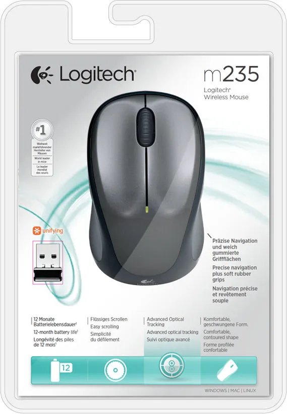 Logitech M235 Mouse Wireless Silver 910-002201