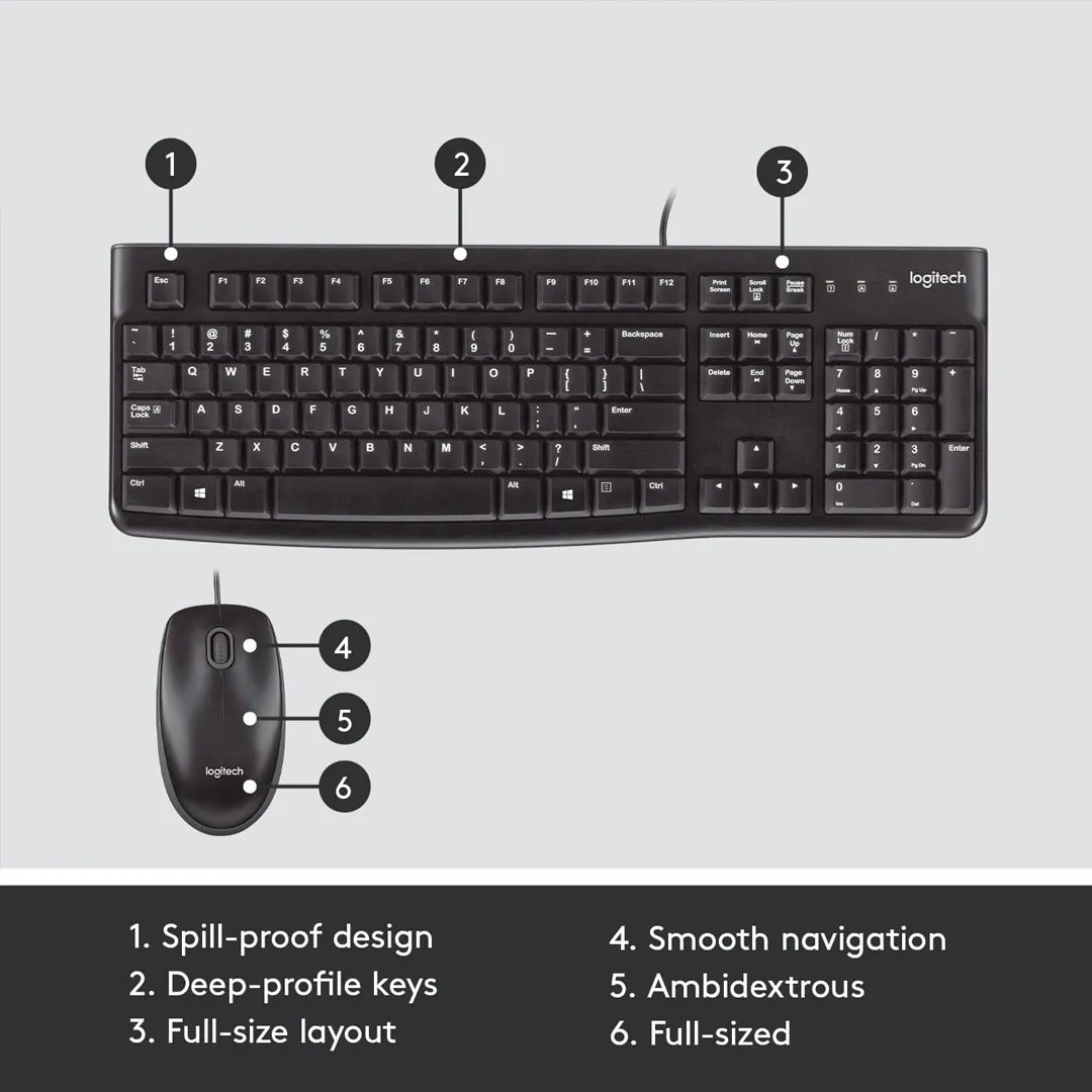 Logitech MK120 Wired Keyboard and Mouse Combo