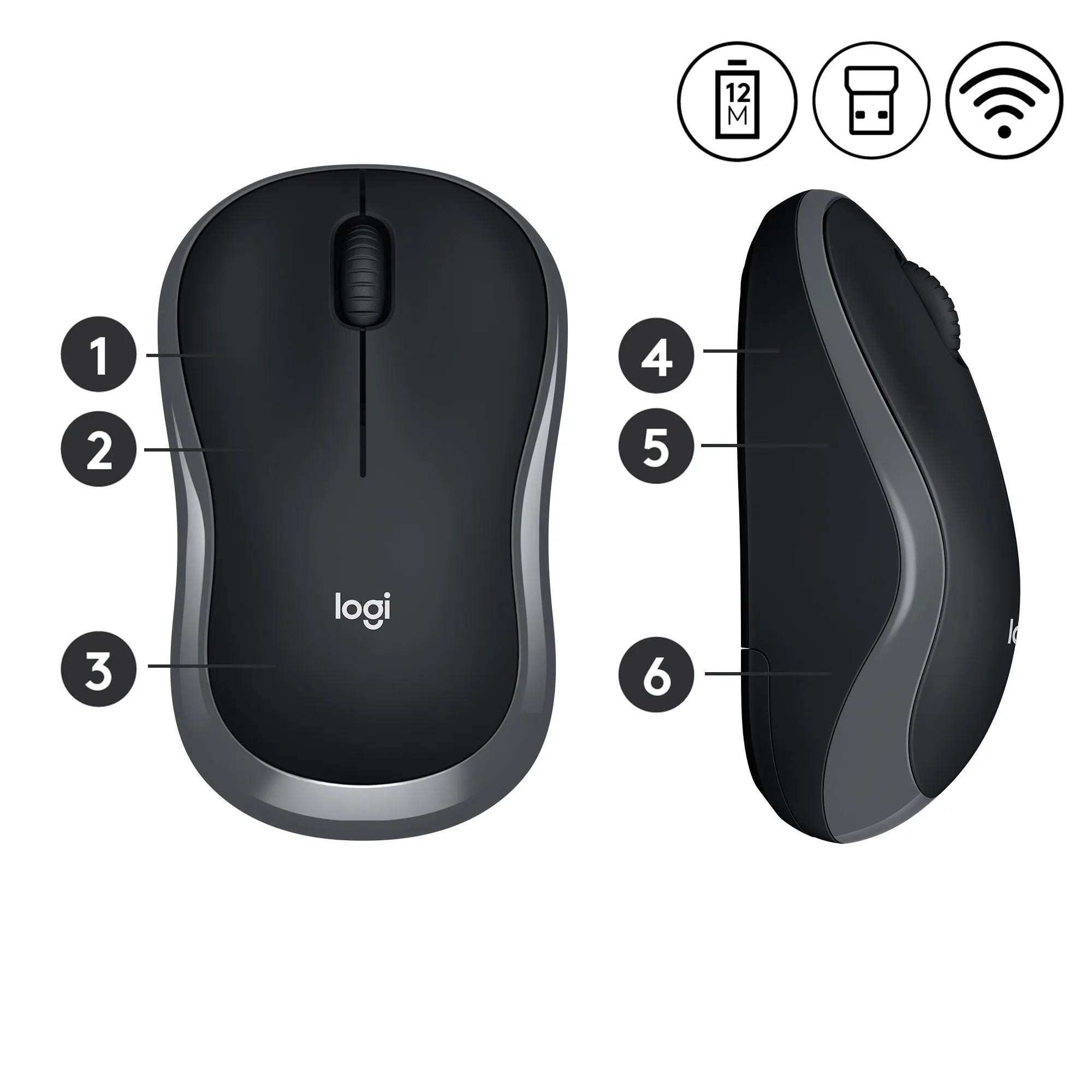 Logitech Mouse M185 - Black/Grey