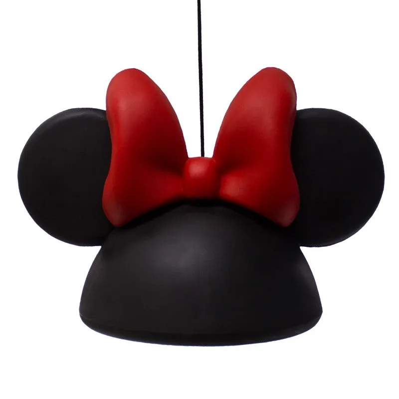 Luminária Pendente Teto Minnie Mouse Aberto Preto/Vermelho