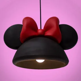 Luminária Pendente Teto Minnie Mouse Aberto Preto/Vermelho