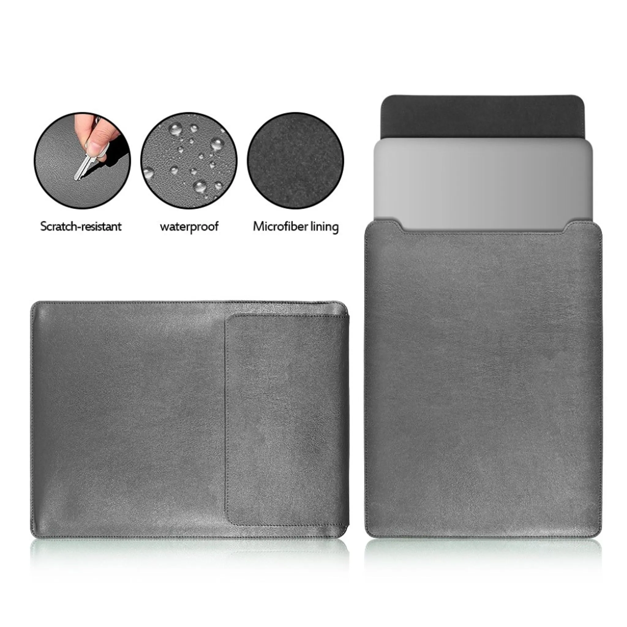 MacBook Pro 15 Touchbar leather pouch case with mouse pad - Grey