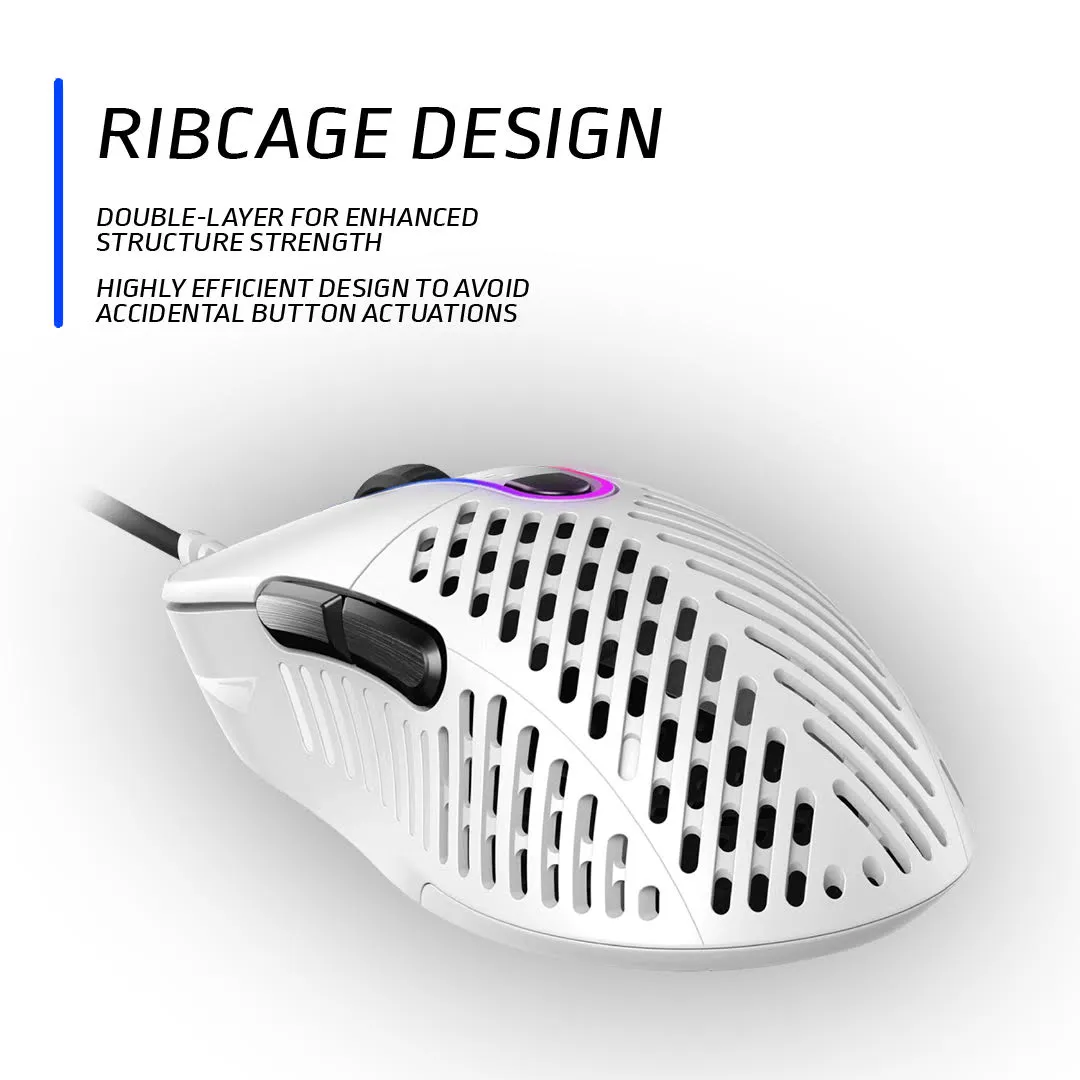 Makalu 67 Lightweight RGB Gaming Mouse - Unique Patented Rib Design Construction - PixArt PAW3370 Sensor - 100% PTFE Mouse Feet