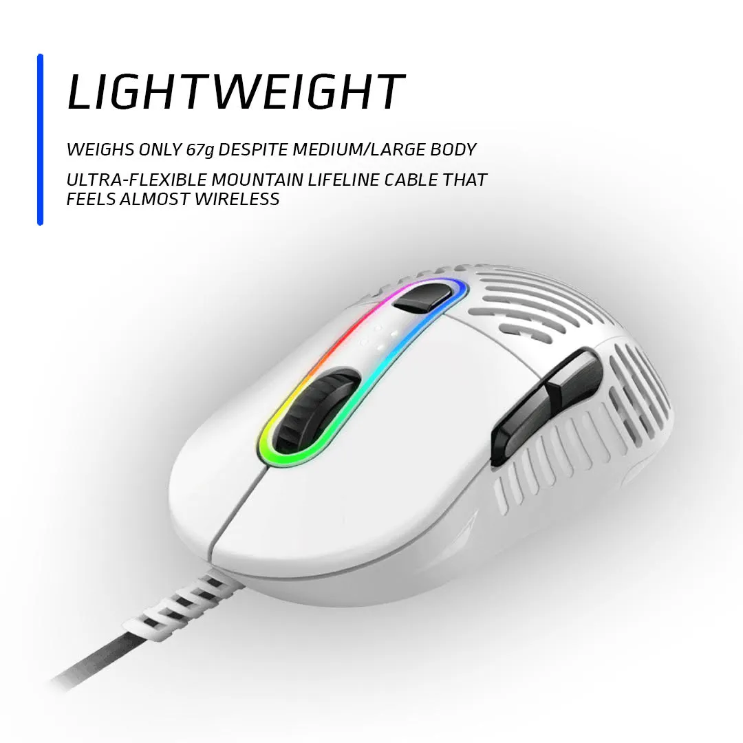 Makalu 67 Lightweight RGB Gaming Mouse - Unique Patented Rib Design Construction - PixArt PAW3370 Sensor - 100% PTFE Mouse Feet