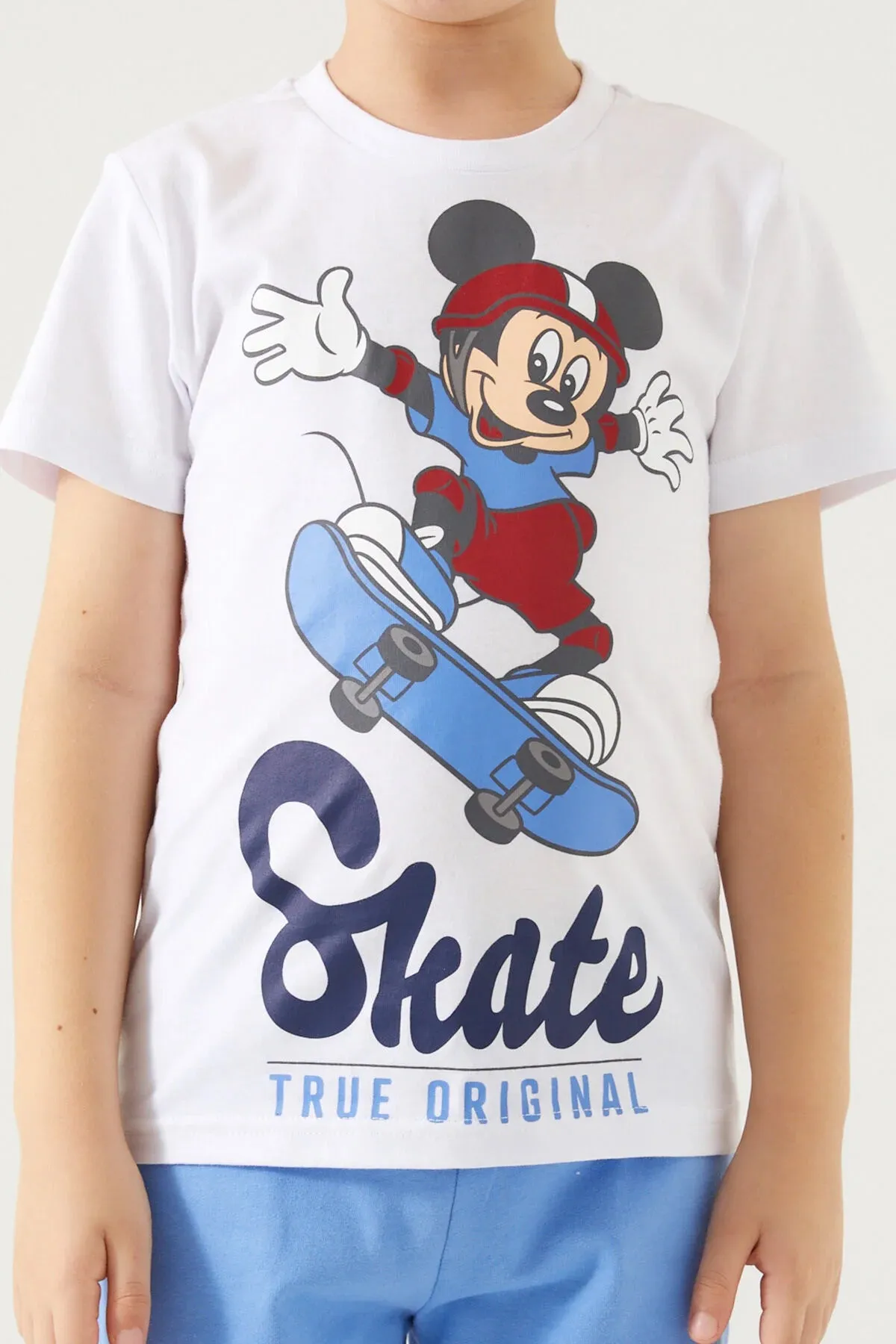 Mickey Mouse Skate White Boys Bermuda Set