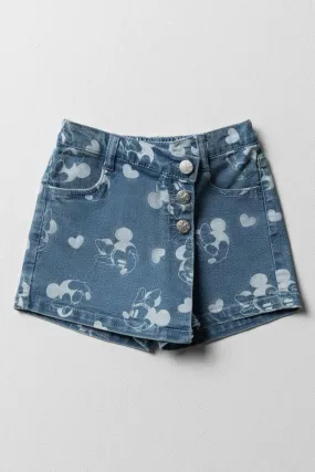 Minnie Mouse Denim Skorts Light Blue