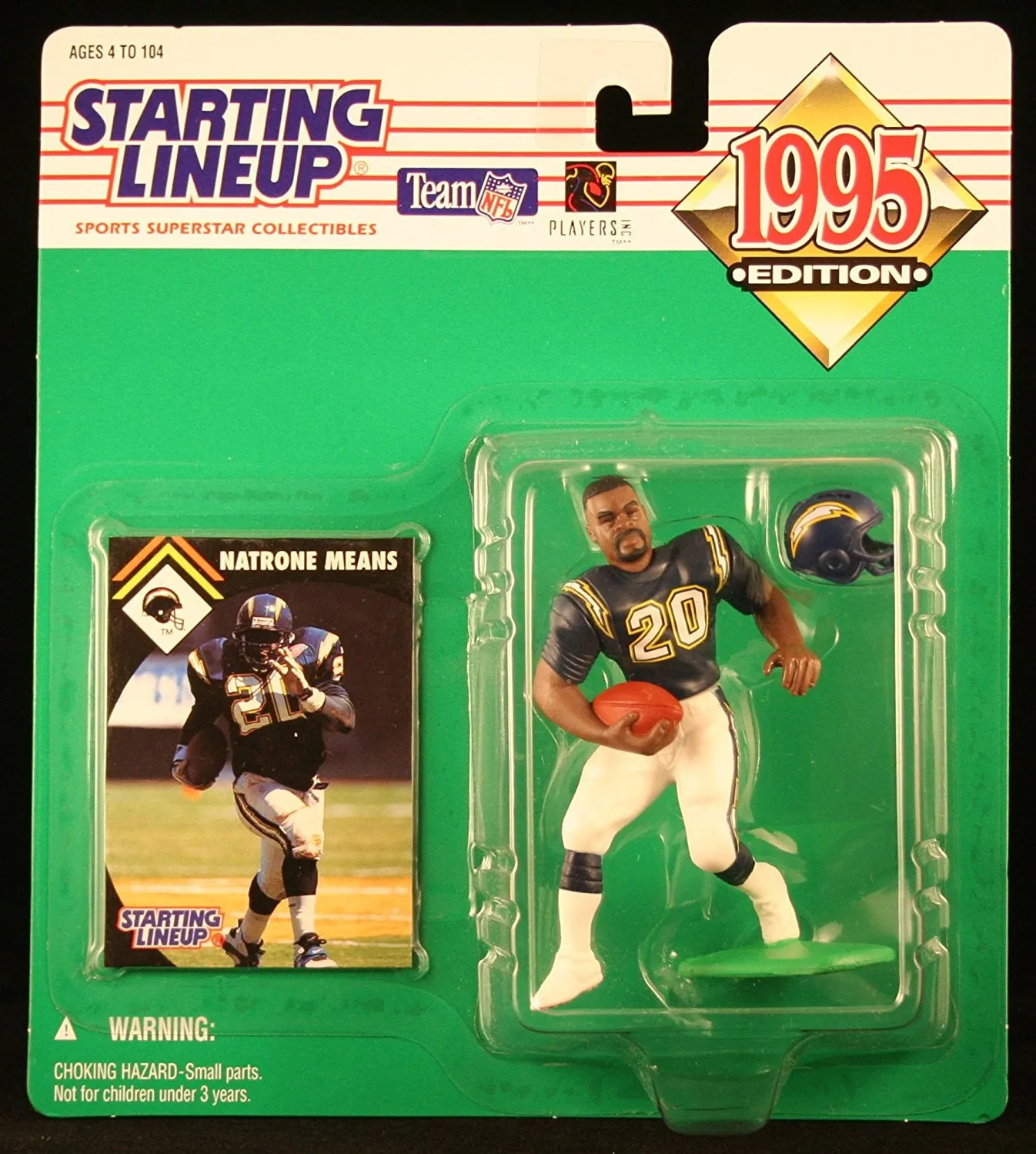 NATRONE MEANS / SAN DIEGO CHARGERS 1995 NFL Starting Lineup Action Figure & Exclusive NFL Collector Trading Card