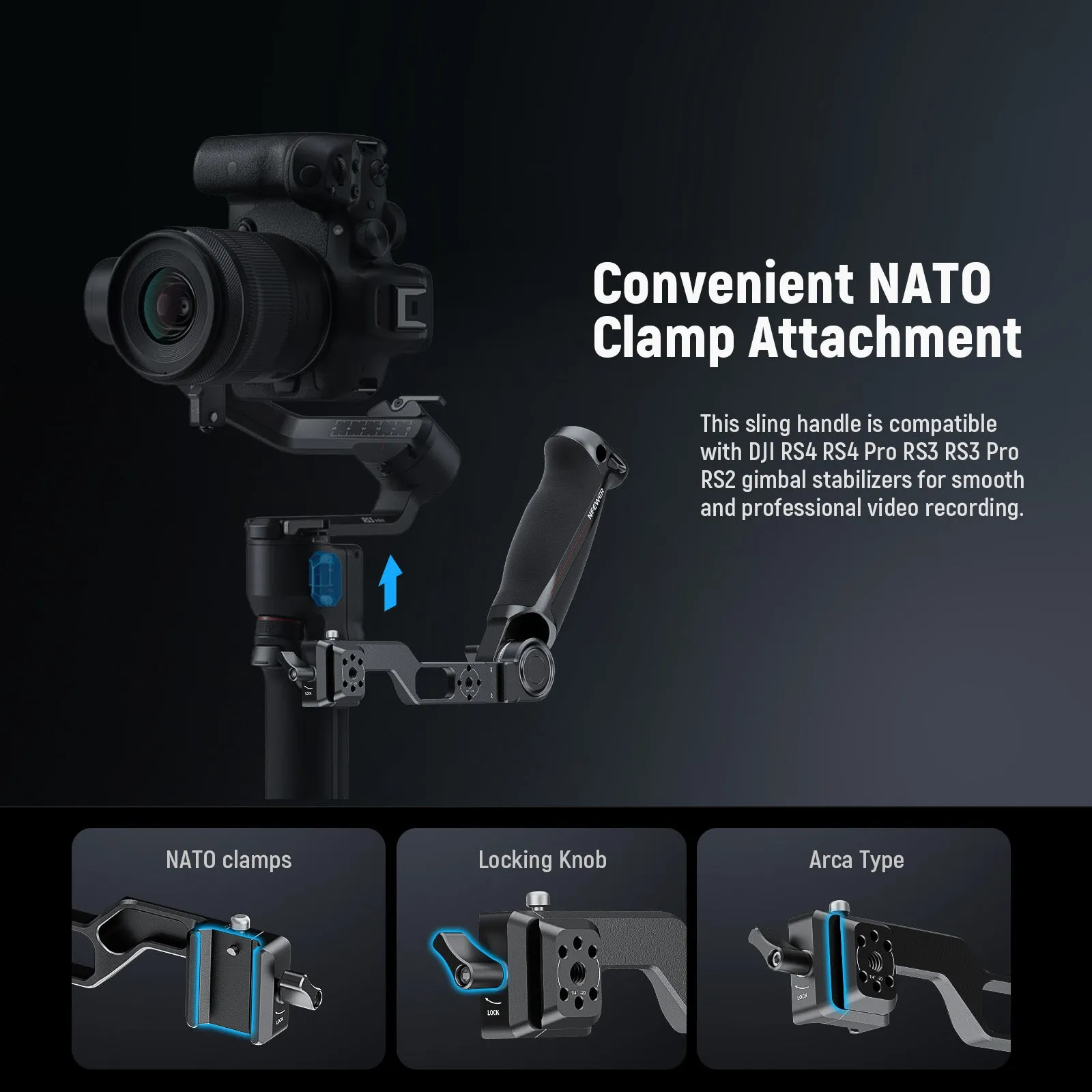 NEEWER GA020 Gimbal Sling Handle with NATO & QD for RS4 RS3 RS2 RS4 Pro RS3 Pro