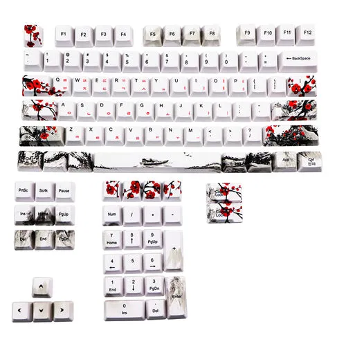 Novelty Allover Dye Subbed Plum Blossom110 Keys Oem Profile Keycap For