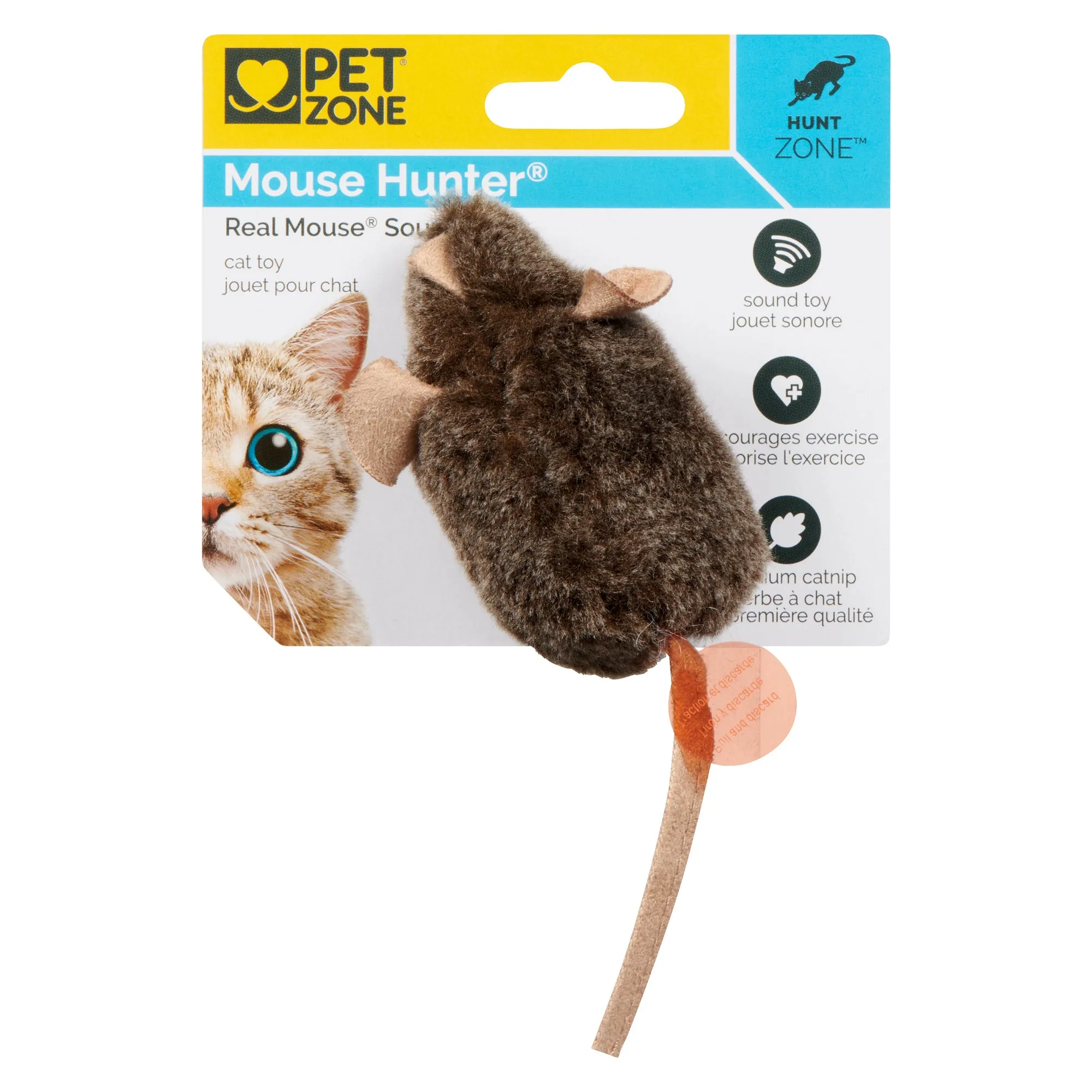 Pet Zone Play'n Squeak Electronic Mouse Hunter Cat Toy, Brown