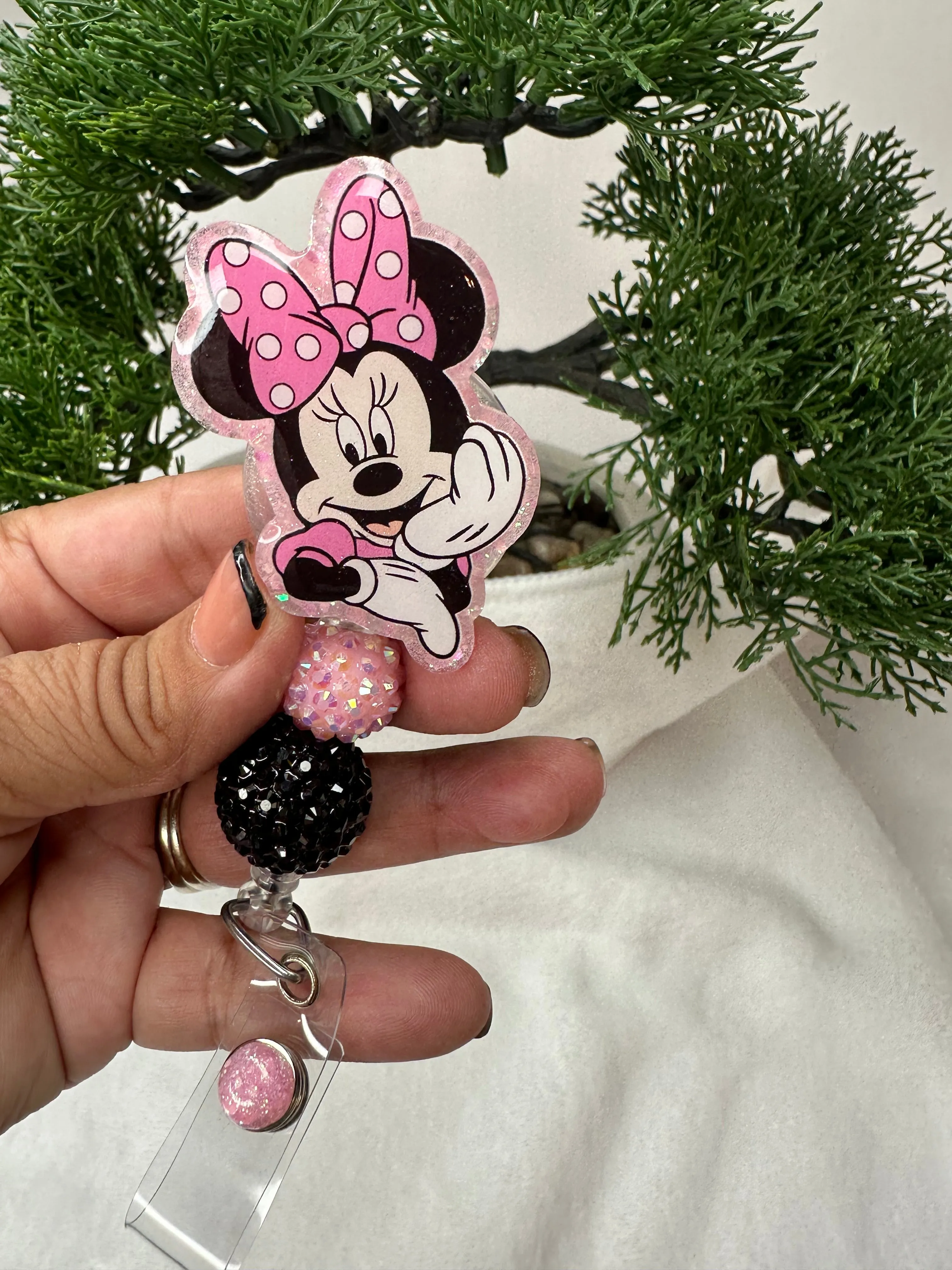 Pink Mouse Ears Badge Reel