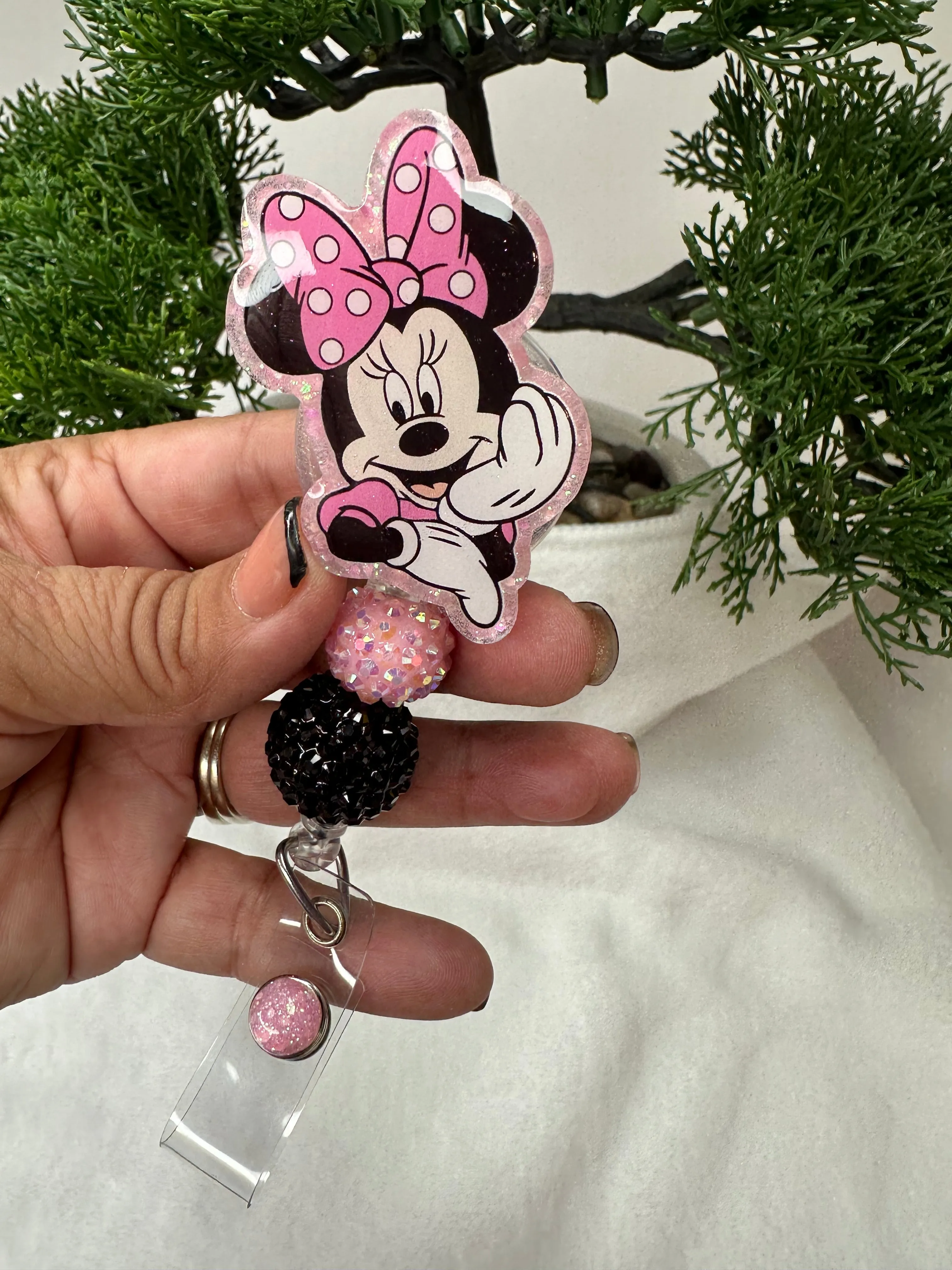 Pink Mouse Ears Badge Reel