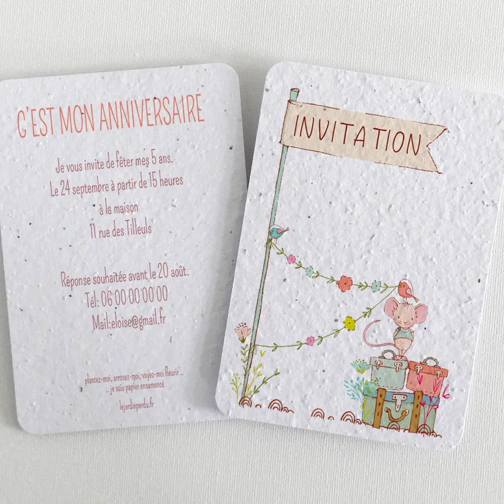 Plantable Invitation 9.7cm x 14.0cm - Mouse