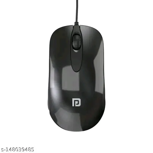 PORTRONICS Wired Mouse - Black, Plastic, Compatible with Desktop, 1 Year Warranty