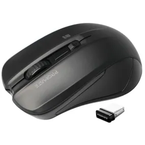 Promate Ergonomic Wireless Mouse, Ambidextrous Design, Black